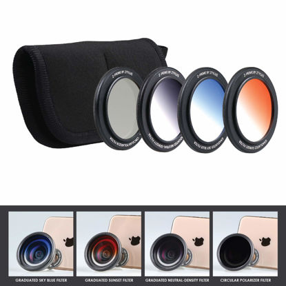 Picture of Z-Prime 16mm Multicoated Graduated Color Filter Kit for Ztylus Z-Prime Wide Angle & Telephoto Lens. (CPL Circular Polarizer Filter + Orange Sunset Filter + Sky Blue Filter + ND Neutral Density Filter)