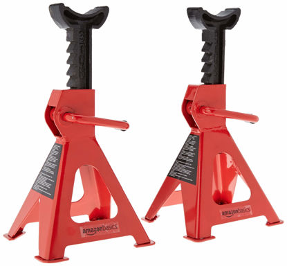Picture of Amazon Basics Steel Jack Auto Stands, 3 Ton Capacity, 1 Pair, Black and Red