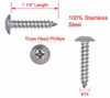 Picture of #14 X 1-1/4" Stainless Truss Head Phillips Wood Screw (25pc) 18-8 (304) Stainless Steel Screws by Bolt Dropper