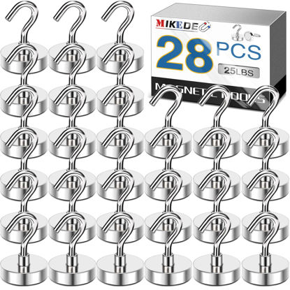 Picture of MIKEDE 22LB Magnetic Hooks, Perfect for Cruise, Grill, Towel, Indoor Hanging, Home, Kitchen, Workplace, Office and Garage, Pack of 28