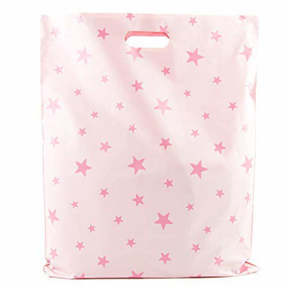 Picture of Merchandise Bags 15x18-100 Pack - Rose Gold Stars - Glossy Retail Bags - Shopping Bags for Boutique - Boutique Bags - Plastic Shopping Bags