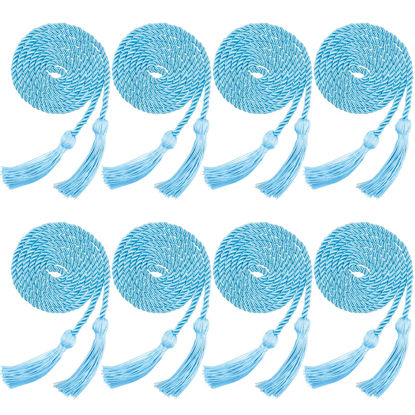 Picture of Trounistro 8 Pieces Graduation Cords Yarn Honor Cords with Tassel for College Graduation Students (Sky Blue)