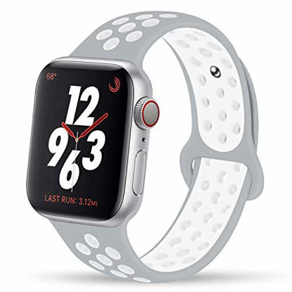 Picture of YC YANCH Greatou Compatible for Apple Watch Band 42mm 44mm,Soft Silicone Sport Band Replacement Wrist Strap Compatible for iWatch Series 5/4/3/2/1,Nike+,Sport,Edition,M/L,Pure Platinum White