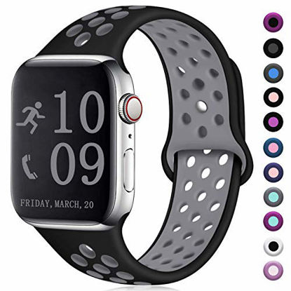 Picture of Zekapu Compatible with Apple Watch Band 40mm 38mm, for Women Men, S/M, Breathable Silicone Sport Replacement Wrist Band Compatible for iWatch Series 4/3/2/1,Black-Gray