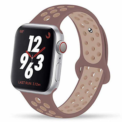 Picture of YC YANCH Greatou Compatible for Apple Watch Band 38mm,Silicone Sport Band Replacement Wrist Strap Compatible for iWatch Apple Watch Series 4/3/2/1,Nike+,Sport,Edition,S/M,Smokey Mauve Particle Beige