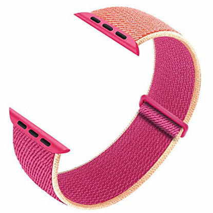 Picture of Ruiboo Sport Loop Compatible with Apple Watch Band 38mm 40mm 42mm 44mm iWatch Series 6 5 SE 4 3 2 1 Strap, Women Men Sport Weave Replacement Wristband Adjustable Breathable, 38mm 40mm Pomegranate