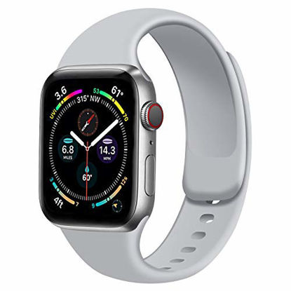 Picture of Rain gold Watch Band Compatible with Apple Watch 38mm 40mm 42mm 44mm,Soft Silicone Sport Replacement Strap Compatible for iWatch Series SE 6 5 4 3 2 1 (Storm Grey 38mm/40mm-S/M)