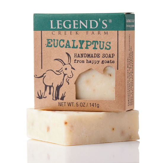 Picture of Legend’s Creek Farm, Goat Milk Soap, Moisturizing Cleansing Bar for Hands and Body, Creamy Lather and Nourishing, Gentle For Sensitive Skin, Handmade in USA, 5 Oz Bar (Eucalyptus O.S.)