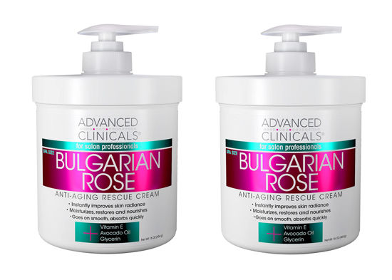 Picture of Advanced Clinicals Bulgarian Rose Anti Aging Rescue Cream Face & Body Moisturizing Skin Care Lotion, Skincare Moisturizer For Dry Skin, Age Spots, & Improving Skin Radiance, Large 16 Oz (Pack of 2)