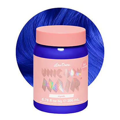 Picture of Lime Crime Unicorn Hair Dye Full Coverage, Mystic (Electric Blue) - Vegan and Cruelty Free Semi-Permanent Hair Color Conditions & Moisturizes - Temporary Blue Hair Dye With Sugary Citrus Vanilla Scent