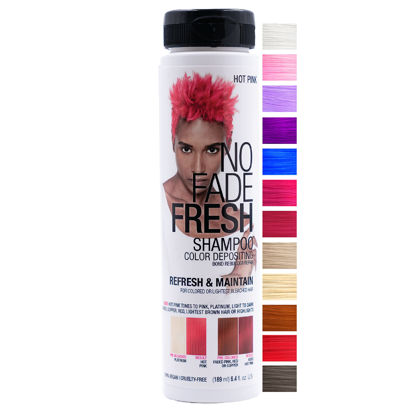 Picture of NO FADE FRESH Hot Pink Hair Color Depositing Shampoo with BondHeal Bond Rebuilder - Maintain & Refresh Bright Pink Color, Temporary Hair Color Dye- Sulfate, Paraben, and Ammonia Free 6.4 oz