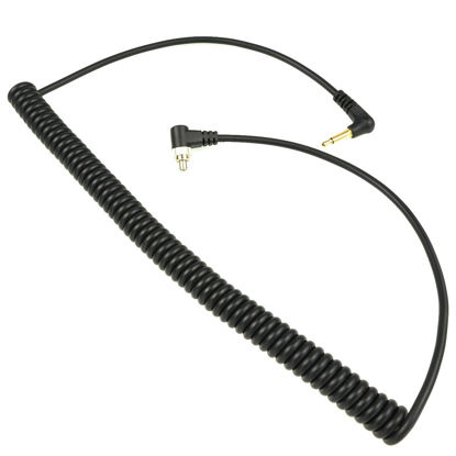 Picture of Foto&Tech 90in(2.3M) Stretch/23in Coiled HEAVY WEIGHT LOCKING 3.5mm to Male Flash PC Sync Cable with Screw Lock Compatible with PocketWizard Plus III/Plus II&Nikon Canon Most DSLR Camera Flash Trigger