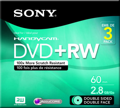Picture of Sony 3DPW60DSR2H 8cm Double-Sided DVD plus RW 3-Pack with Hang Tab (Discontinued by Manufacturer)