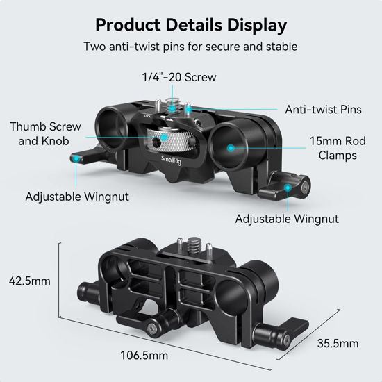 GetUSCart- SMALLRIG 15mm LWS Rod Support, Ajustable and Anti-Twist ...