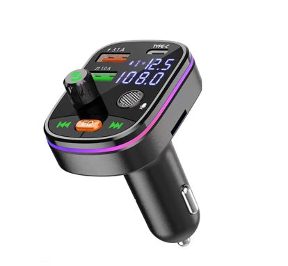 Picture of Bluetooth 5.0 FM Transmitter for Car - Cigarette Lighter Aux Port Car Wireless MP3 Adapter with Microphone HiFi Bass Sound Music Adaptor Radio Transmitter & USB PD Fast Charging Port car Accesories