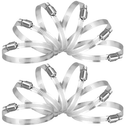Picture of TICONN 12PCS Hose Clamp Set - 5''-6'' 304 Stainless Steel Worm Gear Hose Clamps for Pipe, Intercooler, Plumbing, Tube and Fuel Line