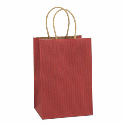 Picture of BagDream Kraft Paper Bags 100Pcs 5.25x3.75x8 Inches Small Paper Gift Bags with Handles Bulk, Paper Shopping Bags, Kraft Bags, Party Bags, Gift Bags (Red)
