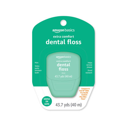 Picture of Amazon Basics Extra Comfort Mint Dental Floss, 40 M, 1 Pack (Previously Solimo)