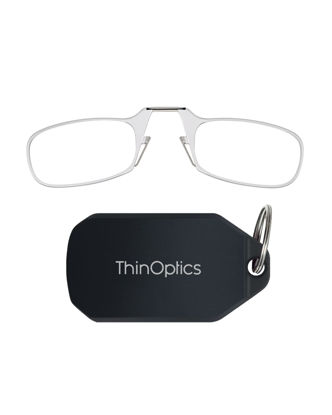 Picture of ThinOptics Keychain Case and Readers Rectangular Reading Glasses, Black, 44 mm + 2.5