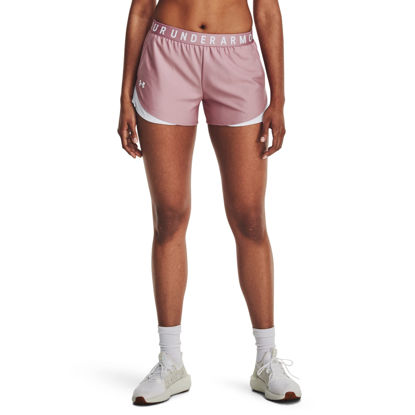 Picture of Under Armour Women's Standard Play Up 3.0 Shorts, (697) Pink Elixir/White/White, Large