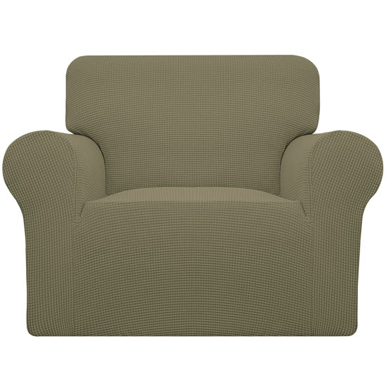 Picture of Easy-Going Stretch Oversized Chair Sofa Slipcover 1-Piece Couch Sofa Cover Furniture Protector Soft with Elastic Bottom for Kids Spandex Jacquard Fabric Small Checks Khaki