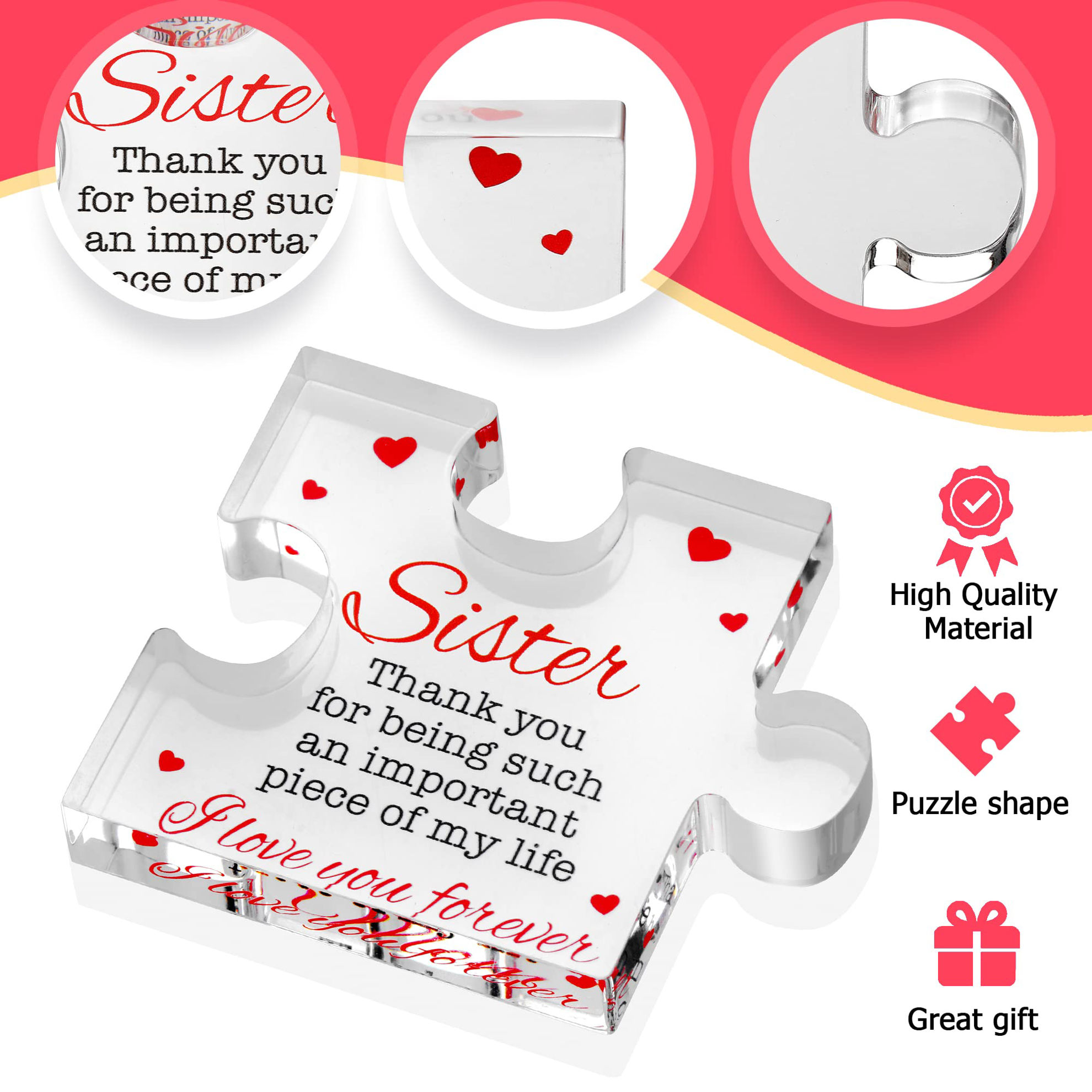 Grandma Birthday Gift - Engraved Acrylic Puzzle Piece, 3.9"x3.1", Desk Decor For Thanksgiving & Christmas - View #6