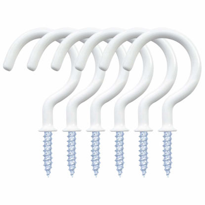 Picture of 12 Pack Vinyl Coated Ceiling Hooks,Screw-in Mug Hooks,Multi-Function Wall Hooks Kitchen Hooks Cup Hooks for Indoors Outdoors (White, 1-1/4 Inch)