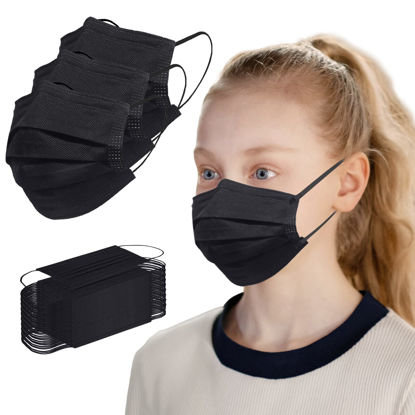 Picture of Borje Kids Masks 100 Pcs, Black Face Mask for Kids Boys Girls, Kids Disposable Face Masks