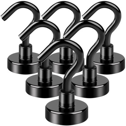 Picture of LOVIMAG Black Magnetic Hooks, 22Lbs Strong Magnetic Hooks Heavy Duty with Epoxy Coating for Hanging, Kitchen, Office, Home and Garage etc- Pack of 6