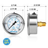 Picture of MEANLIN MEASURE 0~1000Psi Stainless Steel 1/4" NPT 2.5" FACE DIAL Liquid Filled Pressure Gauge WOG Water Oil Gas,Center Back Mount