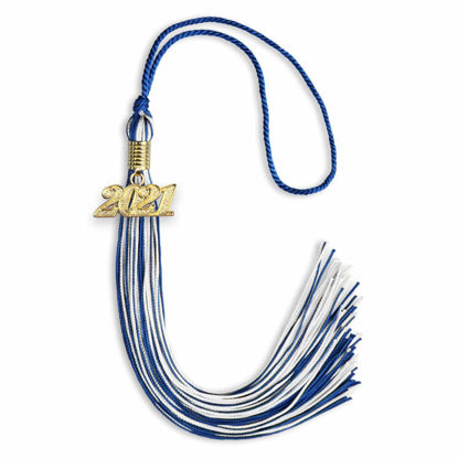 Picture of Endea Graduation Mixed Double Color Tassel with Gold Date Drop (Royal Blue/White, 2021)