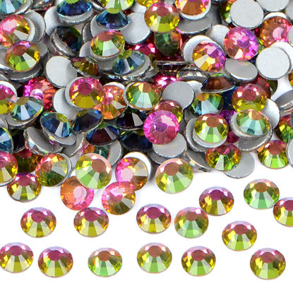 Picture of 1440PCS Art Nail Rhinestones non Hotfix Glue Fix Round Crystals Glass Flatback for DIY Jewelry Making with one Picking Pen (ss20 1440pcs, Vitrail Medium)