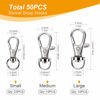 Picture of 100PCS Swivel Snap Hooks with Key Rings, Premium Metal Swivel Lobster Claw Clasps Assorted Sizes (Large, Medium, Small) for Keychain Clip Lanyard, Jewelry Making, Crafts, Silver