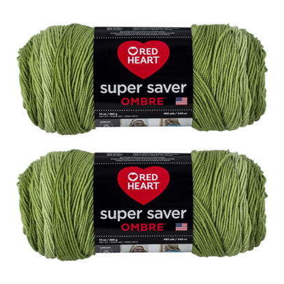 Picture of Red Heart Super Saver Jumbo Green Apple Ombre Yarn - 2 Pack of 283g/10oz - Acrylic - 4 Medium (Worsted) - 482 Yards - Knitting/Crochet