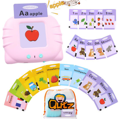 Picture of QuTZ ABC Learning Flash Cards for Toddlers 2-4, Autism Toys, Speech Therapy Educational Talking Sight Words Kindergarten Boys and Girls, 248 Pink