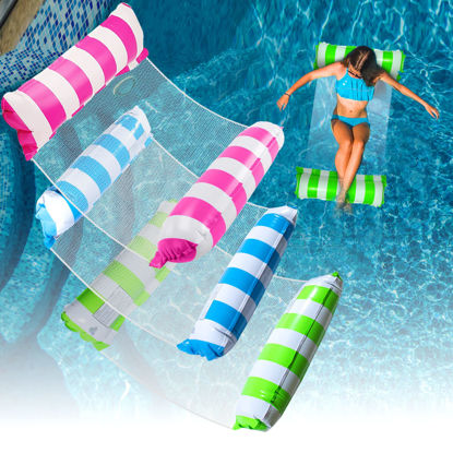 Picture of 3 Pack Water Swimming Pool Floats Hammock,Pool Float Lounger,Water Hammock Lounger, Swimming Floating Bed Hammock,Comfortable Inflatable Swimming Pools Lounger, for Adults Vacation Fun and Rest