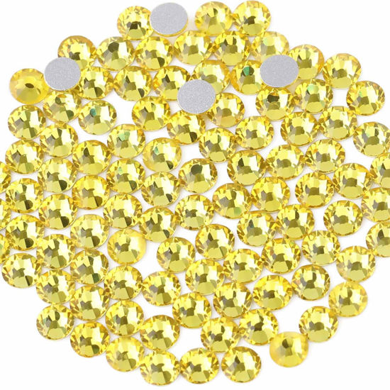 beadsland Flat Back Crystal Rhinestones Round Gems, Lemon Yellow  (3.8-4.0mm) SS16/1440pcs