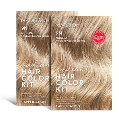 Picture of Madison Reed Radiant Hair Color Kit, Medium Neutral Blonde for Superior Gray Coverage, Ammonia-Free, 9N Nocera Blonde, Permanent Hair Dye, Pack of 2