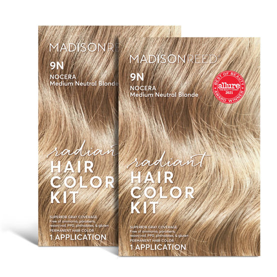 Picture of Madison Reed Radiant Hair Color Kit, Medium Neutral Blonde for Superior Gray Coverage, Ammonia-Free, 9N Nocera Blonde, Permanent Hair Dye, Pack of 2