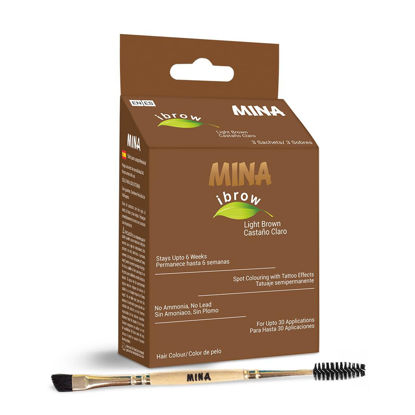 Picture of Mina ibrow Hair Color Light Brown|Natural Spot coloring and Hair Tinting Powder with Duo Angled Brush, Water and Smudge Proof | No Ammonia, No Lead with 100% Gray Converge Upto 30 Application