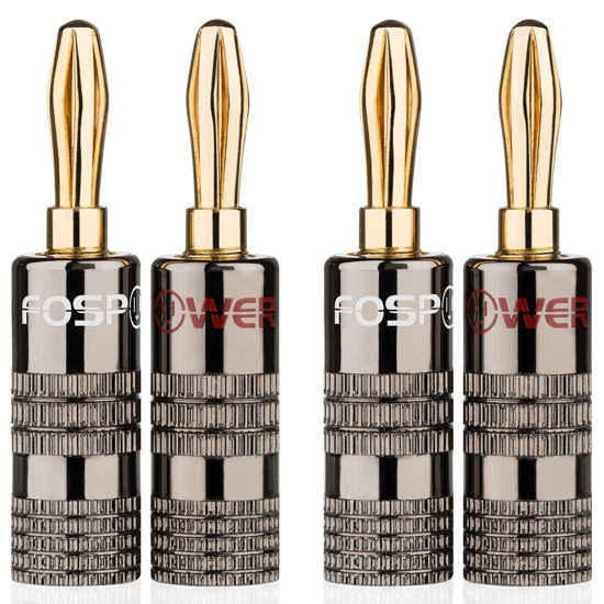 GetUSCart FosPower Banana Plugs 2 Pairs / 4 pcs, Closed Screw 24K Gold