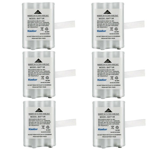 Picture of Kastar 6 Pack BATT3R Battery Replacement for Midland BATT3R BATT-3R, AVP14 MID-AVP14, LXT600 LXT-600, LXT630 LXT-630, LXT630X3 LXT-630X3, LXT633 LXT-633, T50, T60, T51, T61, T55, T65, X-Talker Radios