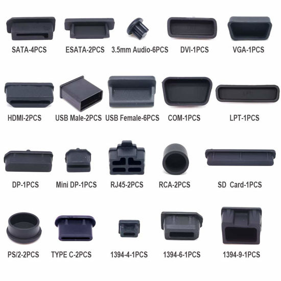 GetUSCart- 40 PCS 20 Types Anti Dust Plugs Computer Port Dust Plugs ...