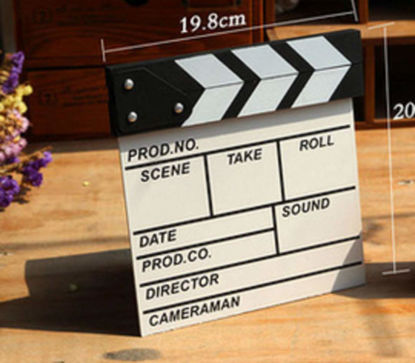 Picture of zmgmsmh Wooden Clapboard Director Film Movie Cut Action Scene Slateboard Clapper Board Slate (Small-White)