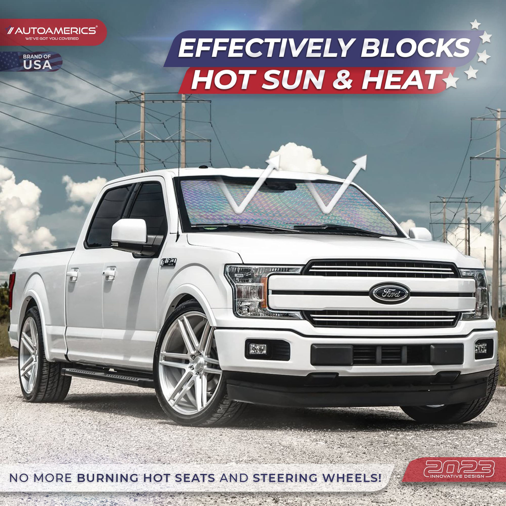 GetUSCart- Autoamerics 1-Piece Windshield Sun Shade - Holographic ...