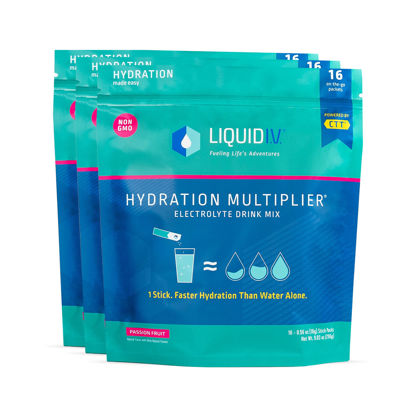 Picture of Liquid I.V. Hydration Multiplier - Passion Fruit - Hydration Powder Packets | Electrolyte Drink Mix | Easy Open Single-Serving Stick | Non-GMO | 48 Sticks