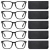 Picture of CCVOO 5 Pack Reading Glasses Blue Light Blocking with Case, Filter UV Ray Computer Readers Fashion Nerd Eyeglasses Women/Men (Light Black With Case, 2.0, multiplier_x)