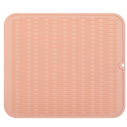 Picture of MicoYang Silicone Dish Drying Mat for Multiple Usage,Easy clean,Eco-friendly,Heat-resistant Silicone Mat for Kitchen Counter or Sink,Refrigerator or Drawer Liner Pink XL 18 inches x 16 inches