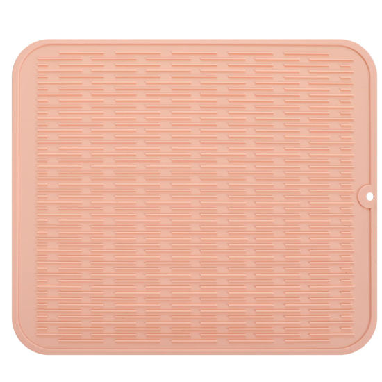 Picture of MicoYang Silicone Dish Drying Mat for Multiple Usage,Easy clean,Eco-friendly,Heat-resistant Silicone Mat for Kitchen Counter or Sink,Refrigerator or Drawer Liner Pink XL 18 inches x 16 inches