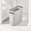 Picture of mDesign Plastic Small Trash Can, 1.5 Gallon/5.7-Liter Wastebasket, Narrow Garbage Bin with Handles for Bathroom, Laundry, Home Office - Holds Waste, Recycling, 10" High - Aura Collection, Light Gray